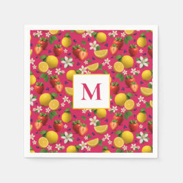 Verse aardbei en citroen patroon servet