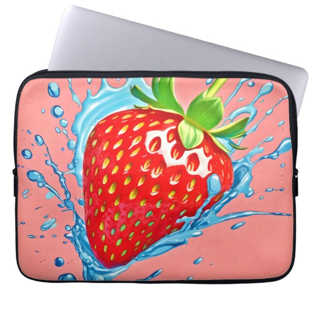verse aardbei-scheur laptop sleeve (Voorkant)