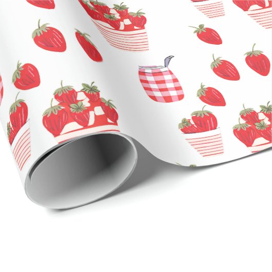 Verse aardbeien en Cream Patterned Gift Cadeaupapier (Rol Hoek)