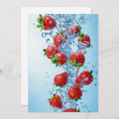 Verse aardbeien en water feestdagenkaart (Voorkant / Achterkant)