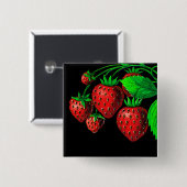 Verse Aardbeien  Illustratie Vierkante Button 5,1 Cm (Voorkant /achterkant)