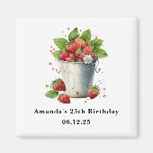 Verse aardbeien in een emmer Verjaardag Magneet (Voorkant)