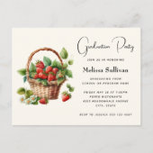 Verse aardbeien in een rieten mand Afstuderen Briefkaart (Voorkant)