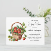 Verse aardbeien in een rieten mand Baby shower Kaart (Staand voorkant)