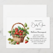Verse aardbeien in een rieten mand Baby shower Kaart (Voorkant / Achterkant)