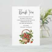 Verse aardbeien in een rieten mand bedankkaart (Staand voorkant)