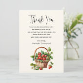 Verse aardbeien in een rieten mand bedankkaart (Staand voorkant)