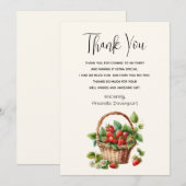 Verse aardbeien in een rieten mand bedankkaart (Voorkant / Achterkant)