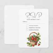Verse aardbeien in een rieten mand bruiloft RSVP kaartje (Voorkant / Achterkant)