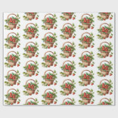 Verse aardbeien in een rieten mand cadeaupapier (Vlak)