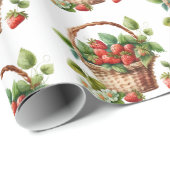 Verse aardbeien in een rieten mand cadeaupapier (Rol Hoek)