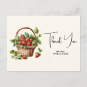 Verse aardbeien in een rieten mand dank u briefkaart (Voorkant)