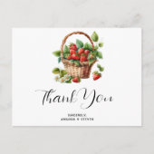 Verse aardbeien in een rieten mand dank u briefkaart (Voorkant)