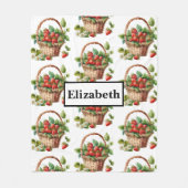 Verse aardbeien in een rieten mand fleece deken (Voorkant)