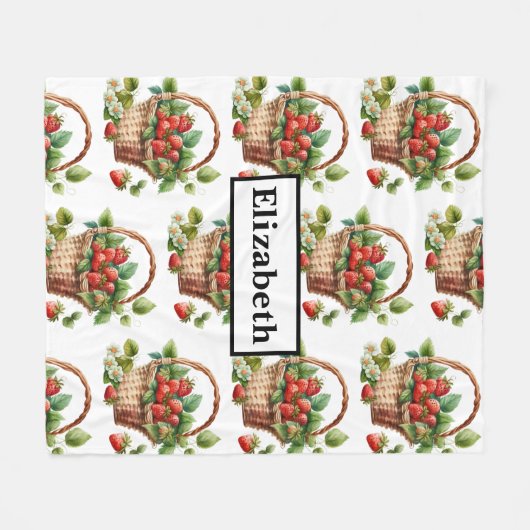 Verse aardbeien in een rieten mand fleece deken (Voorkant (Horizontaal))