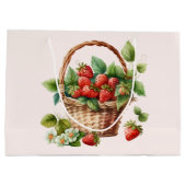 Verse aardbeien in een rieten mand groot cadeauzakje (Achterkant)