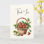 Verse aardbeien in een rieten mand kaart (Gele Bloem)