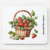 Verse aardbeien in een rieten mand muismat (Voorkant)