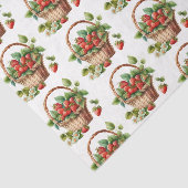 Verse aardbeien in een rieten mand patroon tissuepapier (Detail)