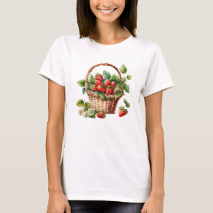 Verse aardbeien in een rieten mand t-shirt