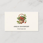 Verse aardbeien in een rieten mand visitekaartje (Voorkant)