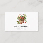 Verse aardbeien in een rieten mand visitekaartje (Voorkant)