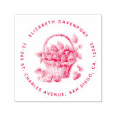 Verse aardbeien in een rieten mandje Adres Zelfinktende Stempel (Design)