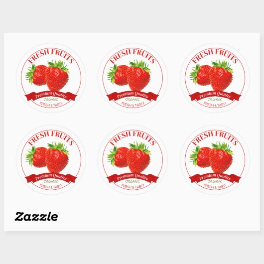 Verse aardbeien label sticker (Vel)