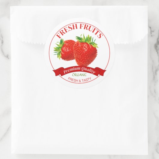 Verse aardbeien label sticker (Tas)