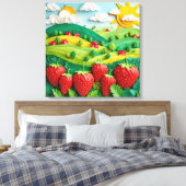 Verse aardbeien op Greenfield Canvas Afdruk (Insitu (Slaapkamer))