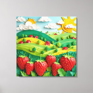 Verse aardbeien op Greenfield Canvas Afdruk