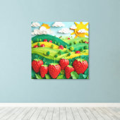 Verse aardbeien op Greenfield Canvas Afdruk (Insitu (Houten vloer))
