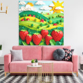 Verse aardbeien op Greenfield Canvas Afdruk (Insitu (Woonkamer))