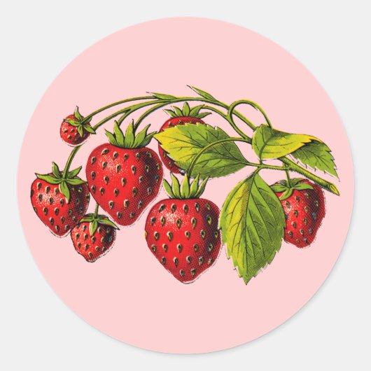 Verse aardbeien ronde sticker (Voorkant)