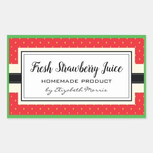 Verse aardbeien sap zelfgemaakt product label (Voorkant)