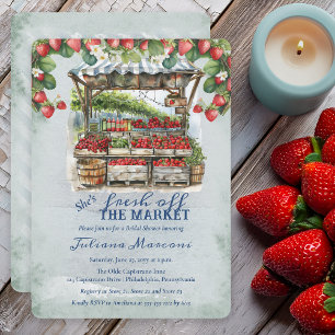 Verse Aardbeien Van De Markt Bruiloft Feest Kaart