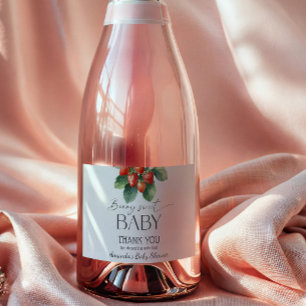 Verse Aardbeienmarkt Baby Shower Zoete Baby Feest Sparkling Wijnetiket