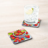 verse aardbeienschaal bier onderzetter (Rechterzijde)