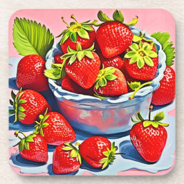 verse aardbeienschaal bier onderzetter