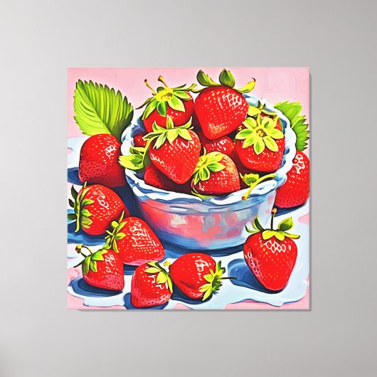 verse aardbeienschaal canvas afdruk (Voorkant)