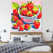 verse aardbeienschaal canvas afdruk (Insitu (Slaapkamer))