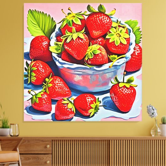 verse aardbeienschaal canvas afdruk (Insitu (Woonkamer))