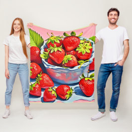 verse aardbeienschaal fleece deken