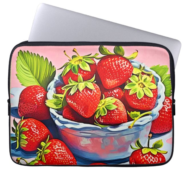 verse aardbeienschaal laptop sleeve (Voorkant)