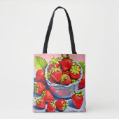 verse aardbeienschaal tote bag (Voorkant)