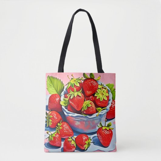 verse aardbeienschaal tote bag (Voorkant)