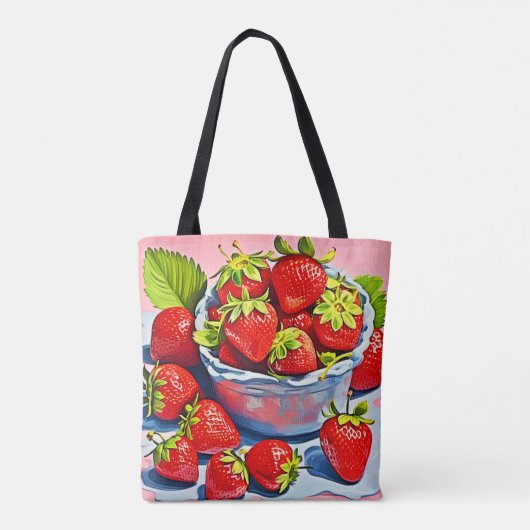 verse aardbeienschaal tote bag (Achterkant)