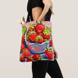 verse aardbeienschaal tote bag