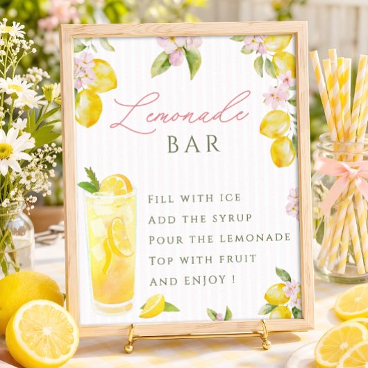 Verse afgestudeerde citroensroze bloemige limonade poster