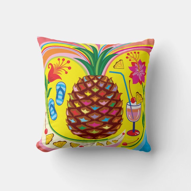 Verse Ananas Zomer Kleuren Kussen (Voorkant)